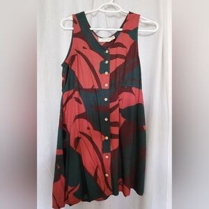 Vintage Manuhealii Bold Red and Green Midi Dress
